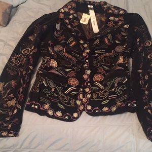 Designer embroidered velvet blazer